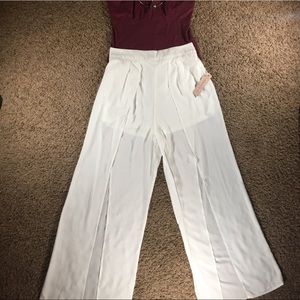 IRIS BASIC High Waist Slit Wide Leg Palazzo